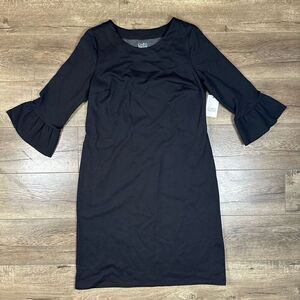 Croft & Barrow Women’s Size Small Bell Sleeve Pencil Dress Black Knee Length NWT